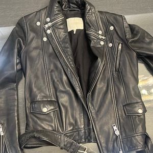 Maje black leather biker jacket